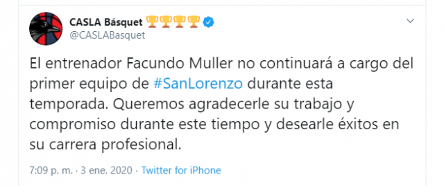 Facundo Mller dej de ser el tcnico de San Lorenzo